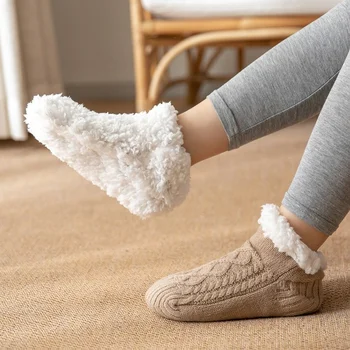 Bulanık Çorap Termal Bayan Kış Sıcak Kadın Peluş Kaymaz Kavrama Uyku Yumuşak Zemin Kabarık Terlik Kısa Çorap Kürklü Bayanlar