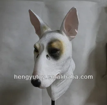 Bull Terrier Maskesi-Cadılar Bayramı Kostüm Lateks Hayvan Köpek Maskesi