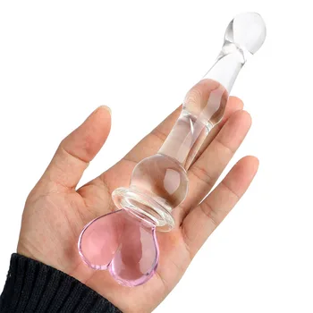 Butt Plug Berrak Anal Boncuk Seks Oyuncakları Kadınlar için Cam Yapay Penis Vajinal ve Anal Stimülasyon Kristal Masturbator Kadın Pembe Kalp