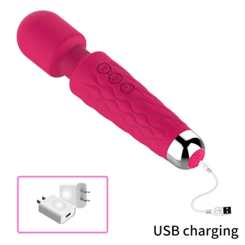 Büyük Değnek Masajı Vibratör Kadınlar İçin AV Sopa Klitoris Stimülatörü G Noktası Masturbator Seks Oyuncak 20 Hızları USB Şarj Yetişkin Ürün