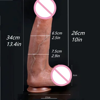 Büyük Gerçekçi Kahverengi Dev Uzun Yapay Penis Yumuşak Silikon Vajinal Masturbators Penis Erotik Oyuncak Kadınlar için Vantuz Kalın Glans Dick