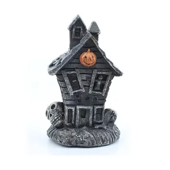 Cadılar bayramı Mini perili ev ışık süsleme kafatası kabak ev Led lamba aydınlık ürkütücü dekorasyon ev partisi malzemeleri için