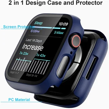 Cam + Kapak Apple İçin İzle vaka SE 7 6 5 4 3 iWatch Aksesuar Ekran Koruyucu Apple watch serisi 45mm 44mm 42mm 40mm 41mm 38mm