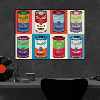 Campbell'ın Domates Çorbası Pop sanat posterleri-Andy Warhol Pop Poster, Duvar duvar süsü Vintage Poster, Domates Çorbası Can