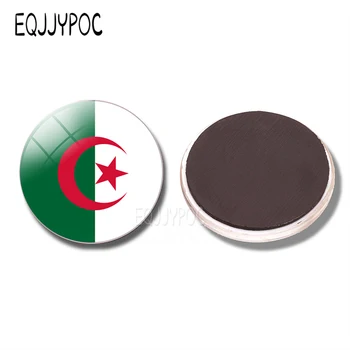 Cezayir halk Demokratik Cumhuriyeti Bayrağı 30mm buzdolabı Mıknatısı Cam Kuzey Afrika ülkeleri Buzdolabı Manyetik Çıkartmalar