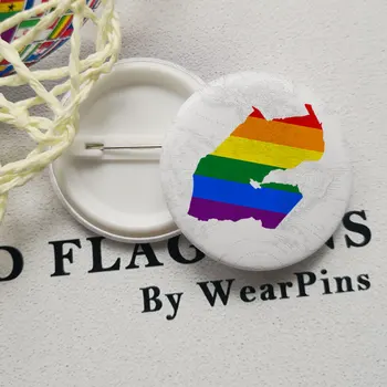 Cibuti Bayrağı Harita Teneke Düğme Pimleri LGBT Eşcinsel Gökkuşağı Gurur Teneke Düğme Rozetleri