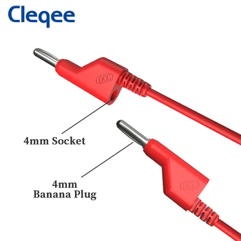 Cleqee 5 ADET Çift İstiflenebilir 4MM Muz Fiş DCC Güç Test Uçları 20A Multimetre Test uzatma kablosu Kablosu 0.5 m/1m/1.5 m/2m/3m / 5m