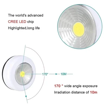 COB LED dolap altı ışığı Kendinden Yapışkanlı Kablosuz Duvar Lambası Dolap Dolap Çekmece Dolap Yatak Odası Mutfak için Gece Lambası