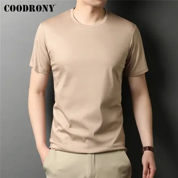 COODRONY Yaz serin tişört Üst Klasik Saf Renk Rahat O-Boyun Kısa Kollu Pamuklu T Shirt Erkek Marka Yüksek Kaliteli Giyim C5204S