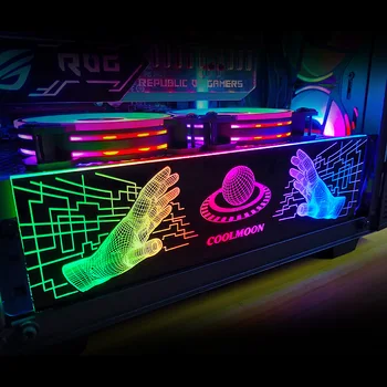 Coolmoon RGB ışık kurulu güç kaynağı kutusu ışık yan Panel grafik kartı braketi RGB renk değiştiren LED güç kaynağı ışık kurulu