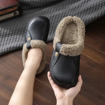Coslony katır takunya erkek terlikleri kış Sıcak Unisex Kürk Terlik ev odası Terlik trend Kapalı Kat Ayakkabı slaytlar kadınlar için