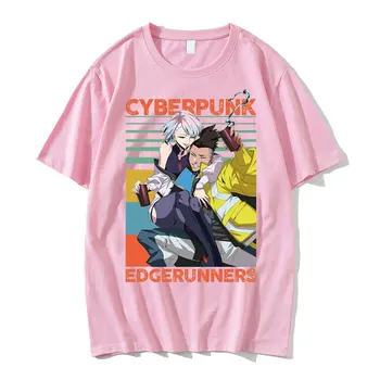 Cyberpunk Edgerunners Büyük Boy Grafik T Shirt Lucy T-shirt David Martinez Gömlek Erkekler Kadınlar Moda Pamuk Tee Adam Streetwear