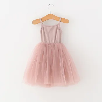 Dantel Küçük Prenses Elbiseler Yaz Katı Kolsuz Tül Tutu Elbiseler Kızlar İçin 2 3 4 5 6 Yıl Elbise Parti Pageant Vestidos