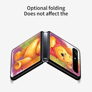 Darbeye dayanıklı Kapak Yeni Siyah Katlanır Cep Sert Kabuk Winnie the Pooh Samsung Galaxy Z Flip 4 3 5G Siyah Fundas telefon kılıfı