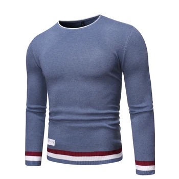 De algodón de alta calidad de marca para hombre de manga larga jerseys de cuello redondo para hombre de punto casual Tops ropa