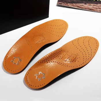 Deri Ortez Ayakkabı Astarı Erkekler Kadınlar için Arch Destek ortopedik ayakkabılar Taban Tabanlık Ayak Plantar Fasiit O / X Bacak Bakımı