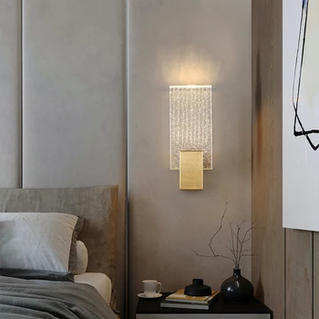 Deyıdn ışık lüks Modern kristal duvar lambası basit bakır aplik oturma yemek odası arka plan yatak odası altın merdiven duvar lambası