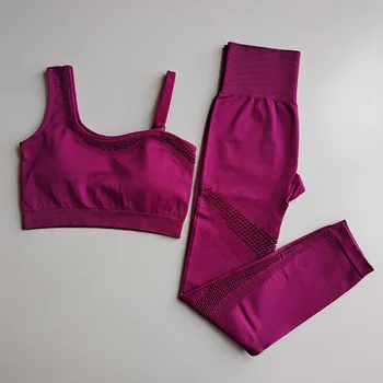 Dikişsiz Turuncu Yoga Seti Kadın Spor Spor Hollow Spor Giyim egzersiz kıyafetleri 2 Parça Set Yüksek Bel Tayt Spor Sutyeni