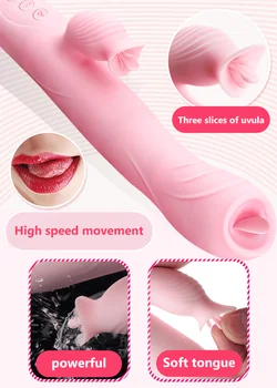 Dil yalama titreşimli yapay penis teleskopik ısıtma vibratör vajina klitoris teşvik kadın Masturbator yetişkin seks oyuncakları kadınlar için