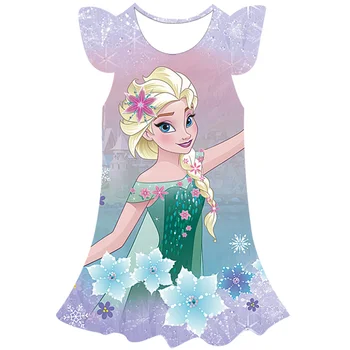 Disney Dondurulmuş Anna Elsa Prenses 3D Elbise Kız Doğum Günü Partisi Vestidos Çocuklar Noel Cosplay Kar Kraliçesi Taç Giyme Kostüm