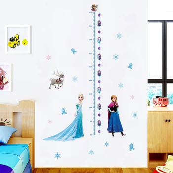 Disney Dondurulmuş Prenses Büyüme Tablosu duvar çıkartmaları Çocuk Odaları İçin Ev Dekor Elsa Ve Anna Yükseklik Ölçüsü Duvar Çıkartmaları Pvc Duvar