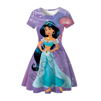 Disney Lamba Aladdin Kızlar Güzel Yasemin Prenses Elbiseler 3D Baskı Sihirli Halı Uçan Çocuk Elbise Yaz Moda Giyim