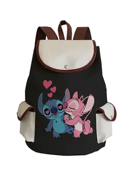 Disney Lilo ve Dikiş Baskı Çocuk okul çantası Karikatür Siyah Kız sırt çantası Sevimli İpli Çanta Bayanlar Sırt Çantası Dropshipping