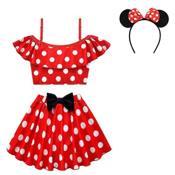 Disney Minnie Mickey çocuk Mayo Kız Bebek sörf giysileri Polka Dots Karikatür Mayo Mayo Wetsuit Yaz Kostüm
