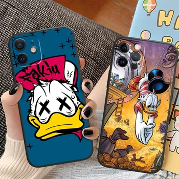Disney Scrooge McDuck Telefon Kılıfı İçin Apple iPhone 14 13 12 11 Pro Max Mini XS Max X XR 7 8 Artı 6 Yumuşak TPU Siyah Kapak Kabuk