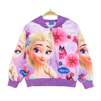 Disney Yeni Hoodies Bahar Sonbahar Dondurulmuş Anna Elsa Çocuk Kız Ceketler Pembe Baskılı Çocuk Fermuar Ceketler Kız kapüşonlu ceket