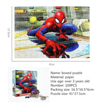 Disney Örümcek Adam Bulmaca 100 Adet Kare Kutulu Kağıt Bulmaca Çocuk Eğitici Oyuncaklar yap-boz