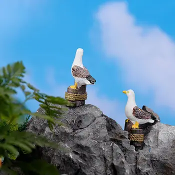 DIY DIY Aksesuarları Mikro Peyzaj Ev Dekor Peri Bahçe Deniz kuş Minyatür Martı Standı