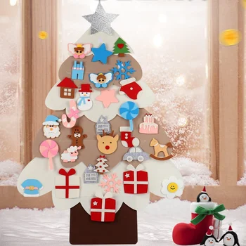 DIY keçe yılbaşı Ağacı Toddlers Meşgul Kurulu Noel Ağacı Hediye için Duvar Süs Süslemeleri Noel Süsler Navidad