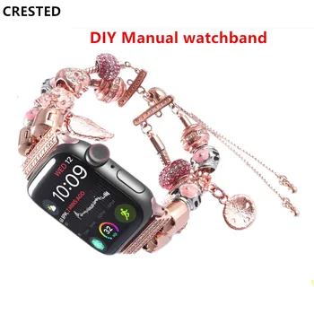 DIY Manuel Kayış apple saat bandı 40mm 44mm 41mm 45mm 42mm 38mm Kadınlar Charm bilezik watchband iwatch bileklik 5 4 3 se 6 7