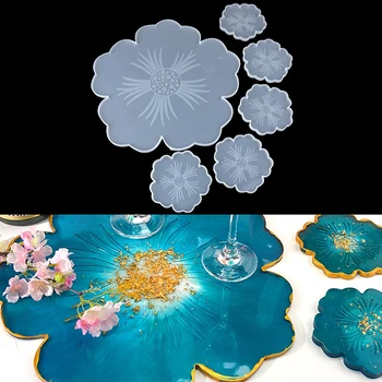 DIY Sakura çay tepsisi Coaster / Çiçek Tabak Çanak silikon kalıp Epoksi Reçine Kalıpları Zanaat Coaster Takı Yapımı Araçları Reçine Kalıp
