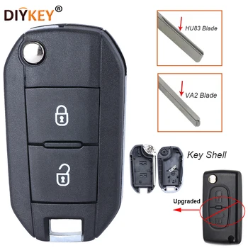 DIYKEY HU83 / VA2 Bıçak 2 Düğme Yükseltme Uzaktan Anahtar Shell Kılıf Fob için Peugeot 107 207 307 307S 308 407 607,Citroen C4
