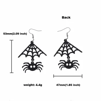 Donarsei Cadılar Bayramı Siyah Örümcek Uzun Damla Küpe Kadınlar İçin Yortusu Kostüm Cosplay Örümcek Ağı Dangle Küpe
