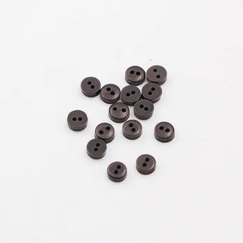 DoreenBeads Reçine Dikiş Scrapbooking Düğmeleri Yuvarlak Siyah 2 Delik 6mm( 2/8