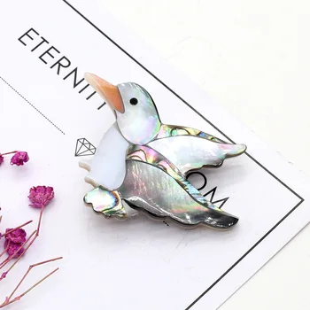 Doğal Abalone Kabuk Broş Karikatür Hayvan Kuş Şekli Tarzı Broş Narin Charm emniyet Pimi Takı Parti Düğün Aksesuarları