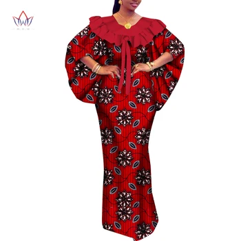 Düğün elbisesi Kadınlar İçin 2023 Gelin Fırfır Yaka Maxi Uzun parti giyim Dashiki Afrika Tarzı Riche Bazin Artı Boyutu Kıyafetler WY9826