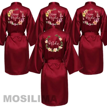 Düğün Parti Takım Gelin Elbise Kimono Saten Pijama Nedime Bornoz SP071
