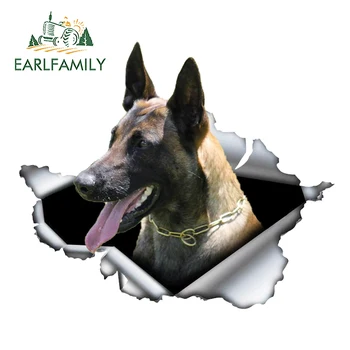 EARLFAMILY 3D Araba Sticker Alman Çoban Yırtık Metal Çıkartması JDM Pencere Araba Tampon Dekorasyon Pet Köpek Vinil Çıkartması