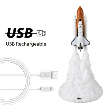 EeeToo 3D Baskı Uzay Mekiği Lambası LED Gece Lambası USB Şarj Edilebilir Roket Lambası Gece Lambası Uzay Severler Gece Lambası Dropship