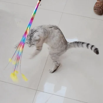 Egzersiz-Renkli Pet Kedi Oyuncaklar Çan Tease Kedi Değnek Oyuncak Kediler Tırmalama Oyun Eğitim