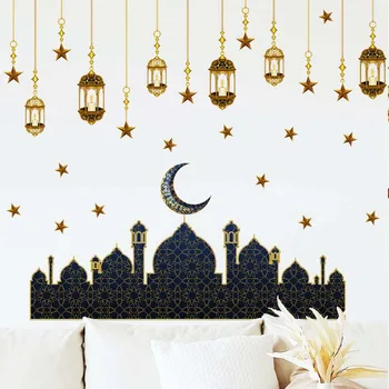 Eid Mubarak duvar çıkartmaları Arka Plan Ramazan Kareem Dekorasyon Ev Pencere Sticker Çıkartması İslam Müslüman Parti Ramazan Bayramı Hediye