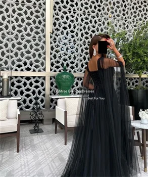 Eightree Siyah Abiye Straplez Mermaid Tül Dubai Arapça Kadınlar Balo Abiye Elbiseler De Soirée Parti Elbise 2022 Resmi