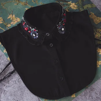 El yapımı Boncuk Çiçek Yaka Sahte Yaka Kadın Gömlek Ayrılabilir Yaka Yaka Yanlış Yaka Bluz Tops Kazak Yaka