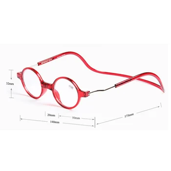 Elbru Mıknatıs okuma gözlüğü Erkekler Kadınlar İçin Presbiyopi Gözlük Asmak Boyun Manyetik Yuvarlak Hipermetrop Gözlük Diyoptri + 1to + 4 Oculos