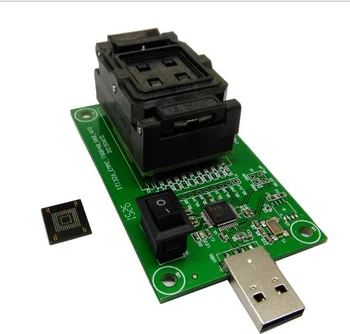 EMMC soket ile USB,BGA 169 ve BGA 153 test için geçerli,boyutu 12x16_0.5mm,eMMC programcı, nand flash test, kapaklı