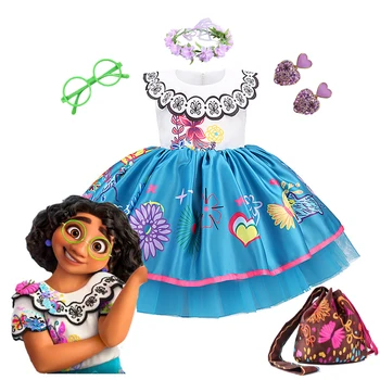Encanto Isabella Charm kadın kostümü Prenses Elbise Disney Kulaklar Kafa Bandı Fantezi Çocuk Çocuk Mirabel Madrigal Önlük Elbise Vestido